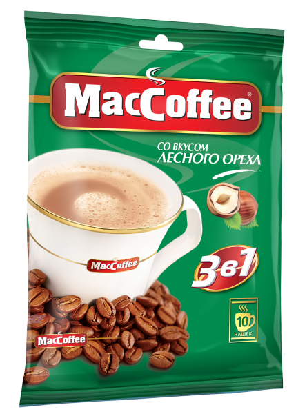 Напиток кофейный растворимый MacCoffee 3В1  Лесной Орех м/у 10х18г
